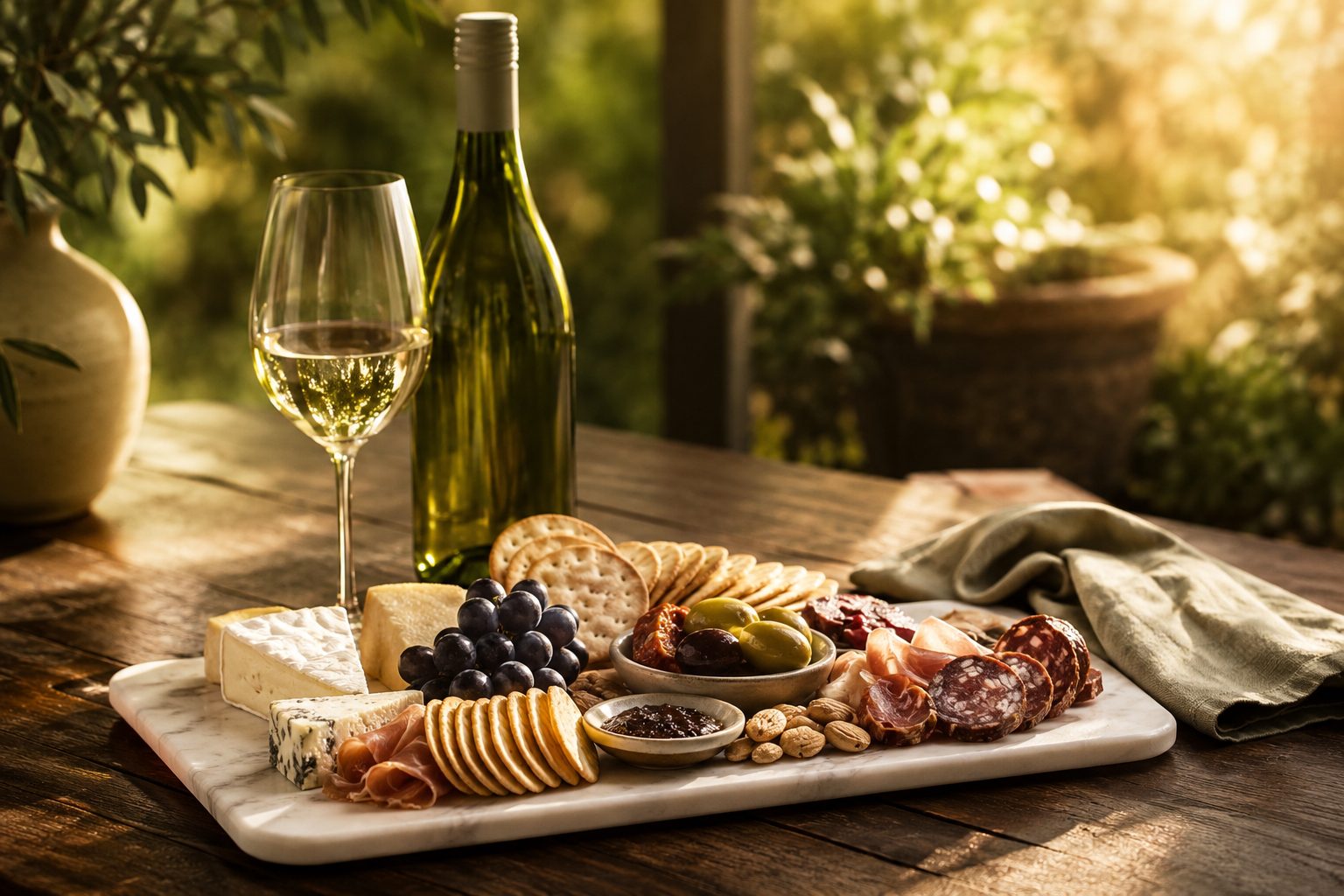 A grazing platter of local cheese and antipasto